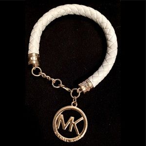 Michael Kors White Braided Leather Bracelet